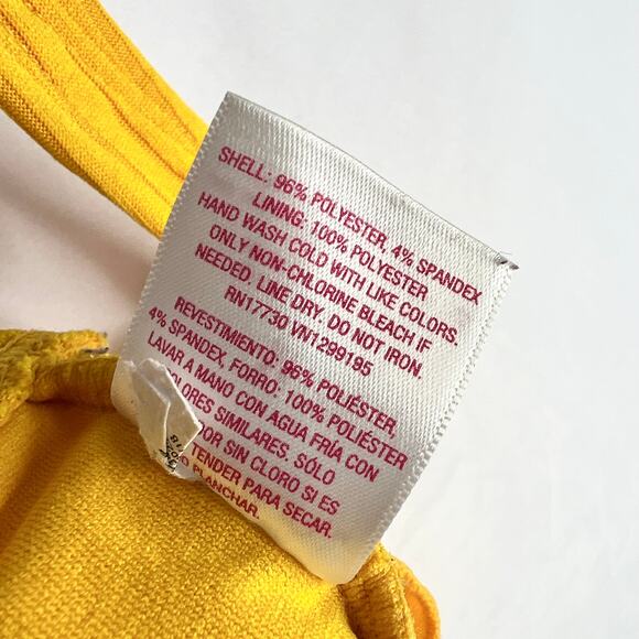 Xhilaration Mustard Yellow Ribbed Tie Knot Bikini Top Small - Picture 7 of 7